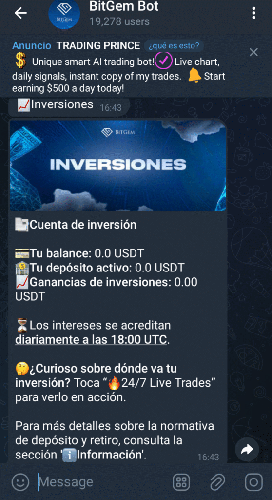 BitGem Finance Bot inversion